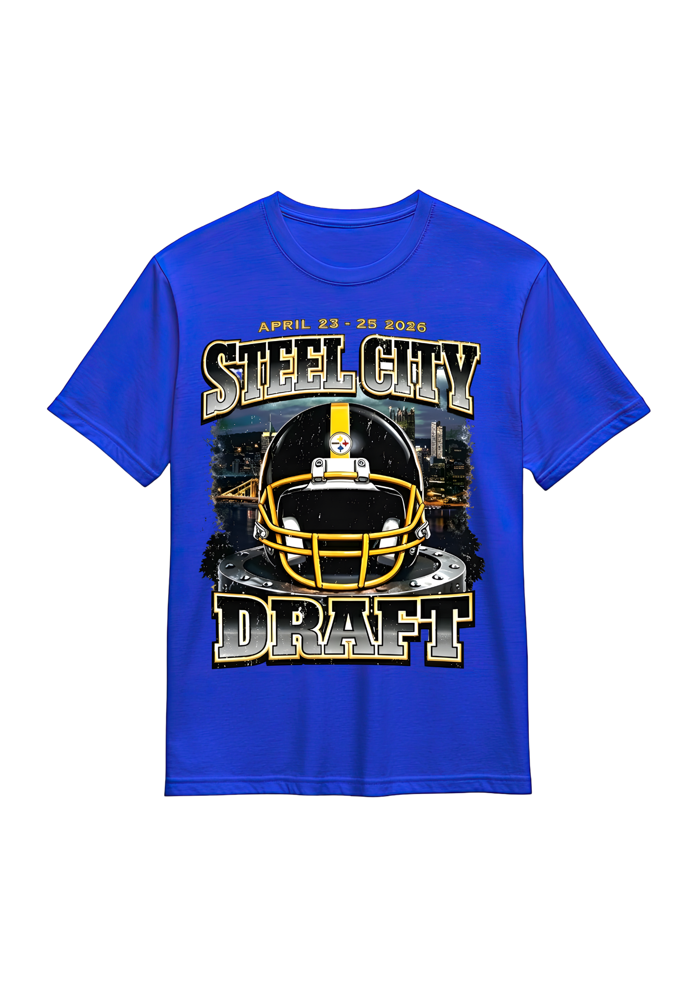 Blue Pittsburgh steel city t-shirt