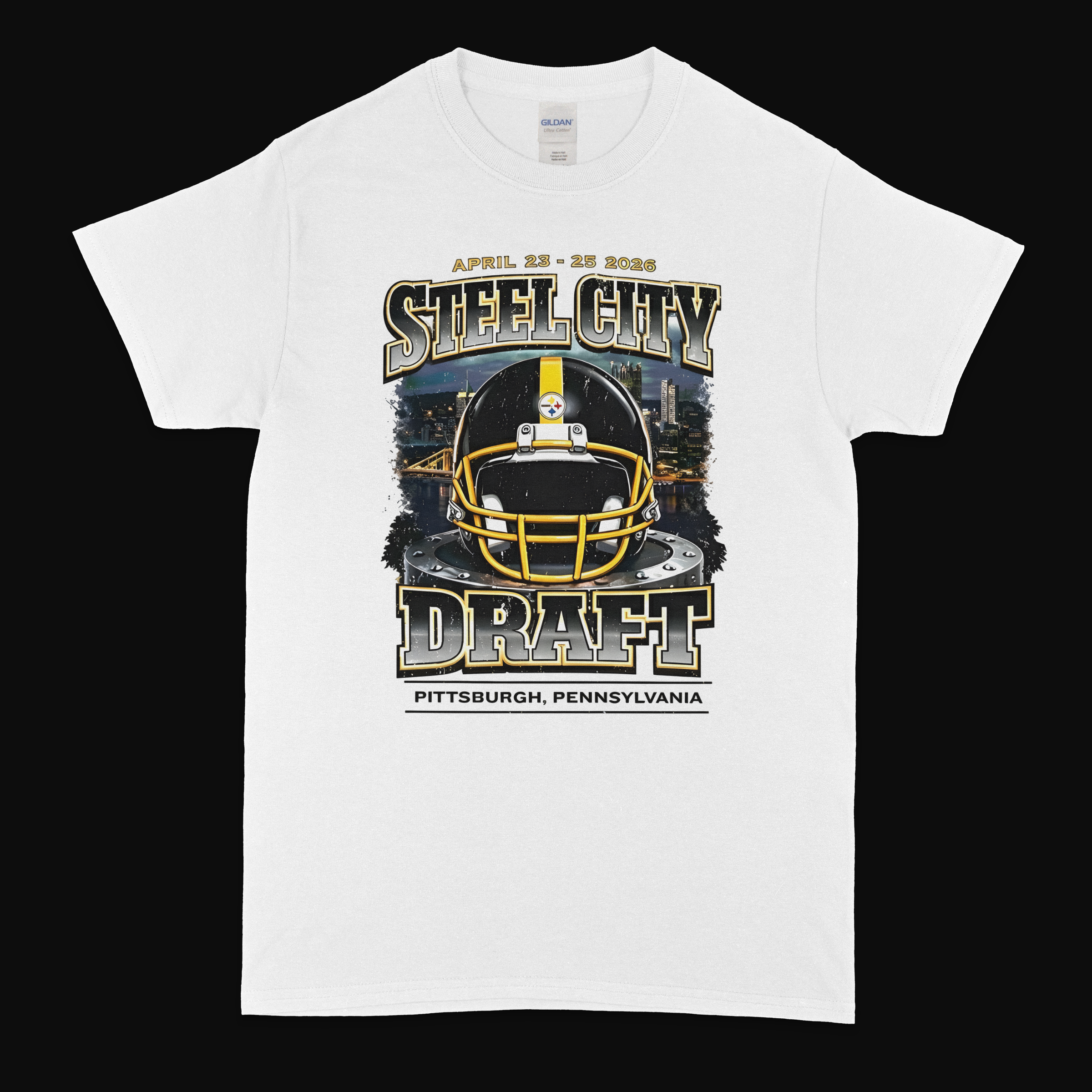White Pittsburgh steel city t-shirt